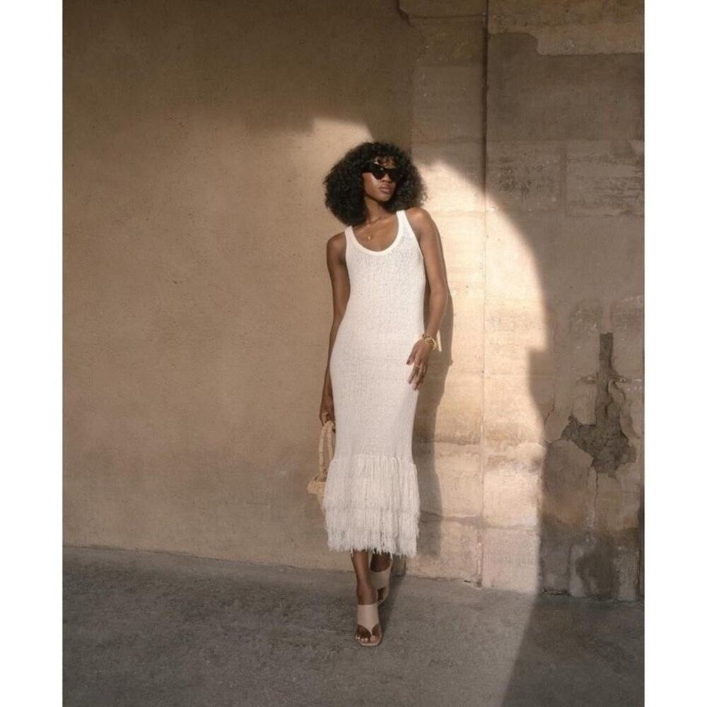 J.Crew Maxi Fringe Sweater knit Dress BY934‎ Size S